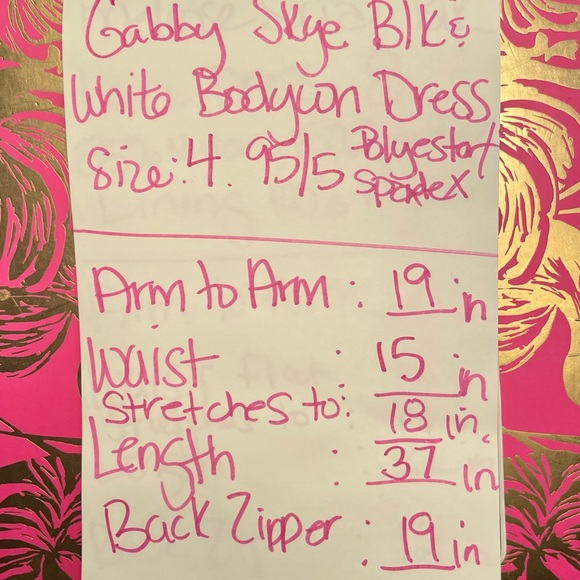 NWOT Gabby Skye Black And White Pattern Bodycon Sleeveless Dress. Mid Length. 4 - Picture 10 of 13